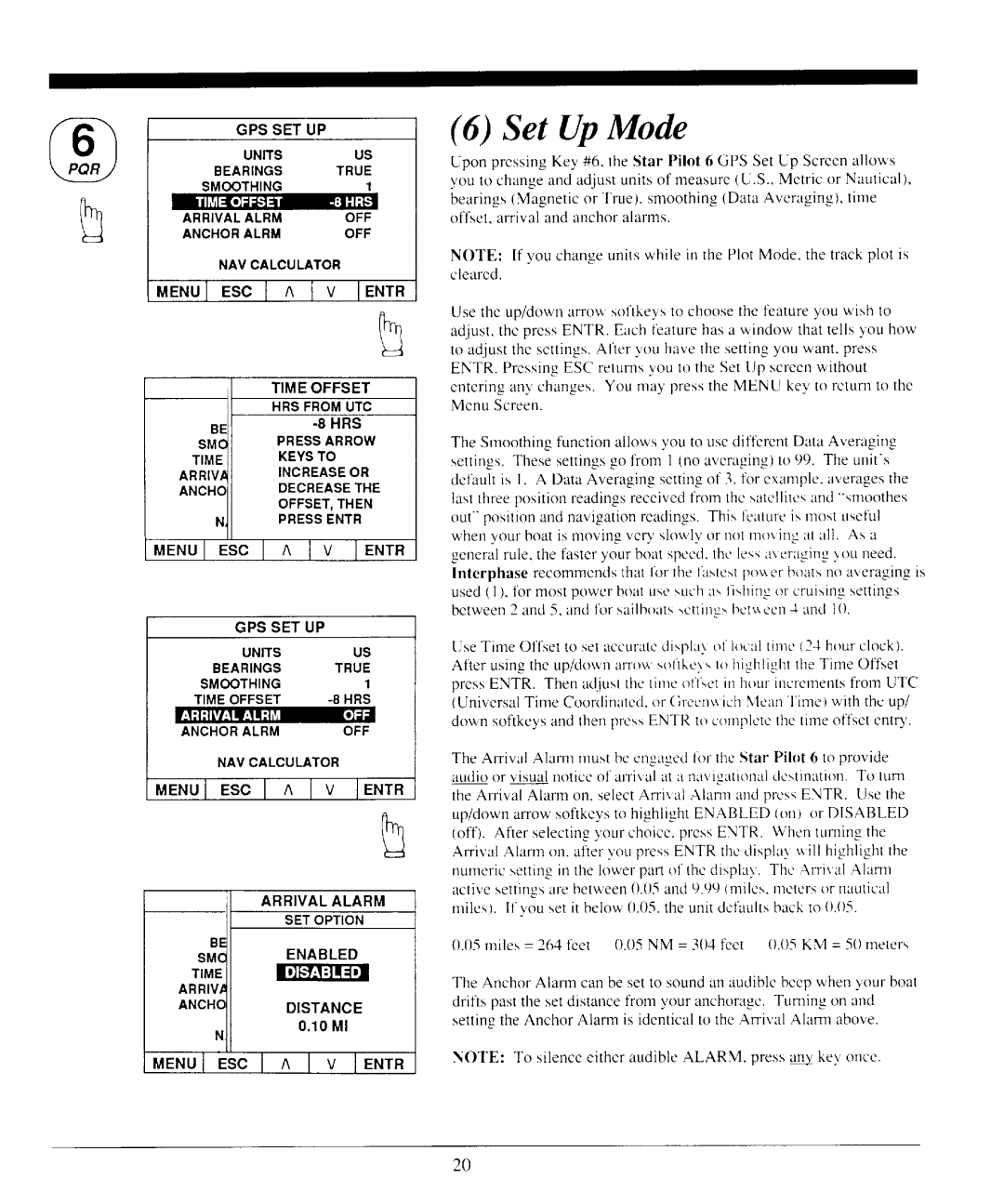 Interphase Tech Star Pilot 6 manual SetUpMode, Menui ES C I N I V I E N T R, Anchc Distance 