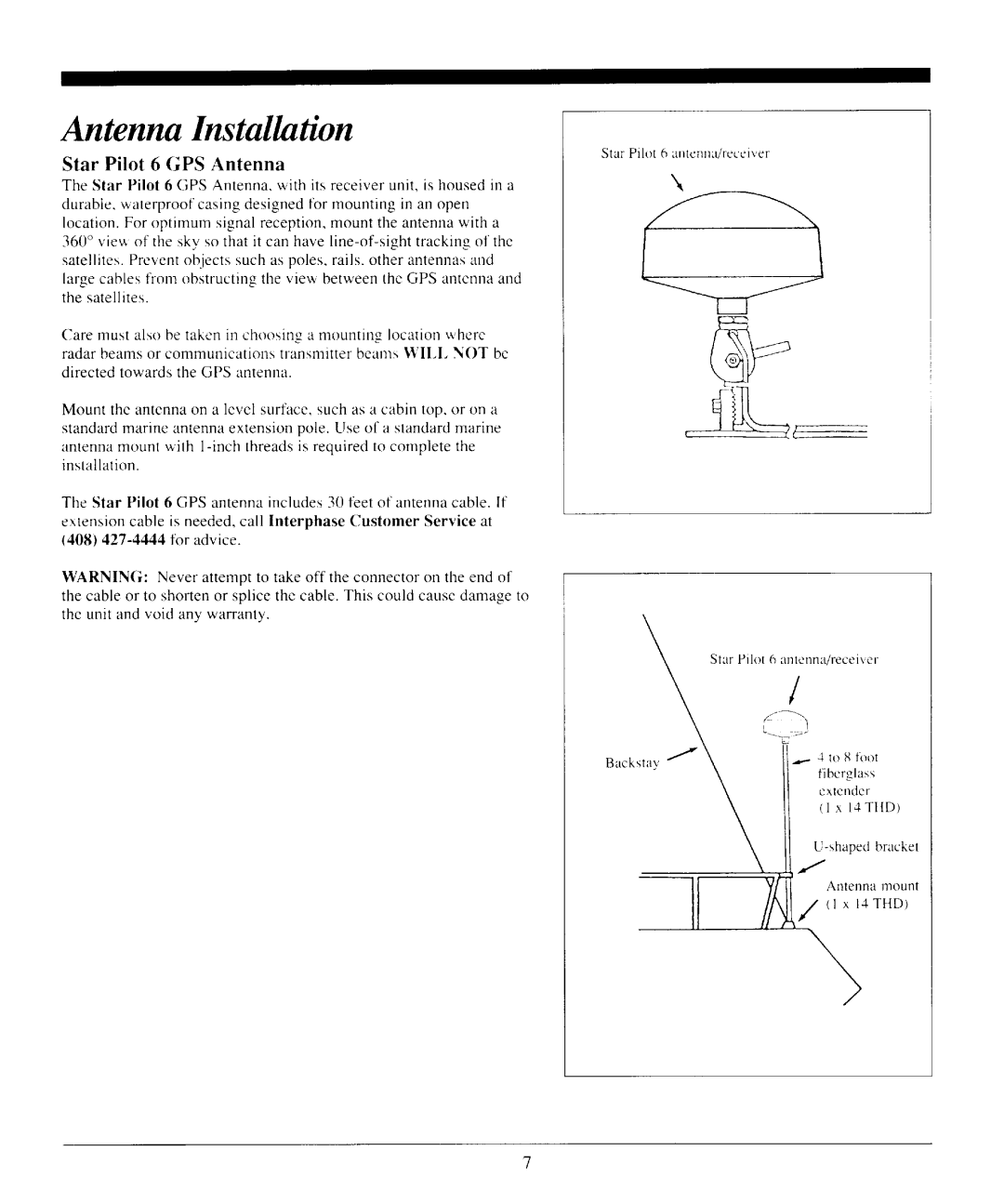 Interphase Tech manual AntewtnInstallation, Star Pilot 6 GPS Antenna 