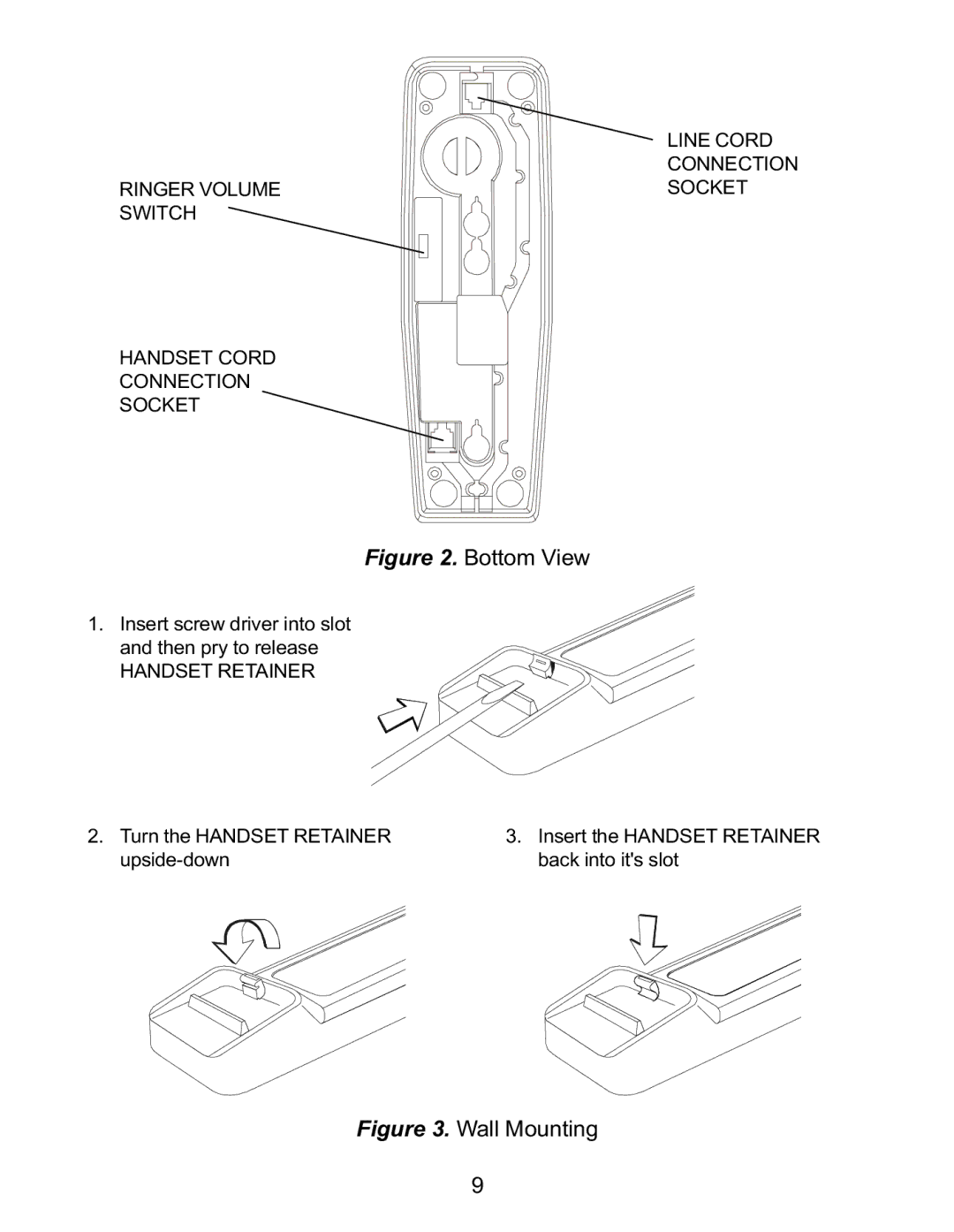 Interquartz 9826N manual Ringer Volume Switch Handset Cord Connection Socket 