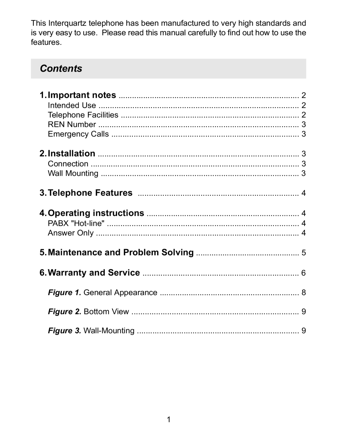 Interquartz 9826N manual Contents 