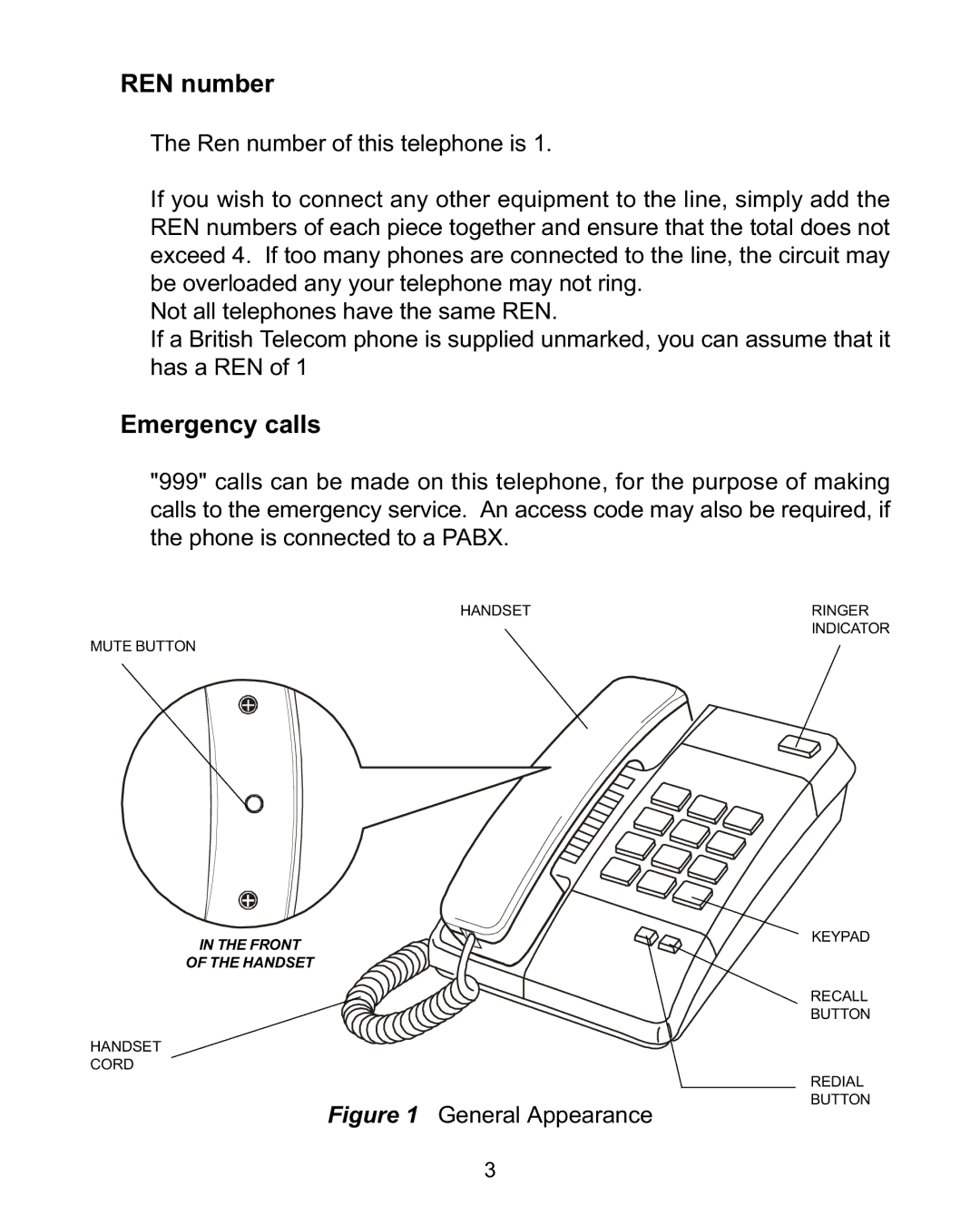 Interquartz 98380 manual REN number, Emergency calls 