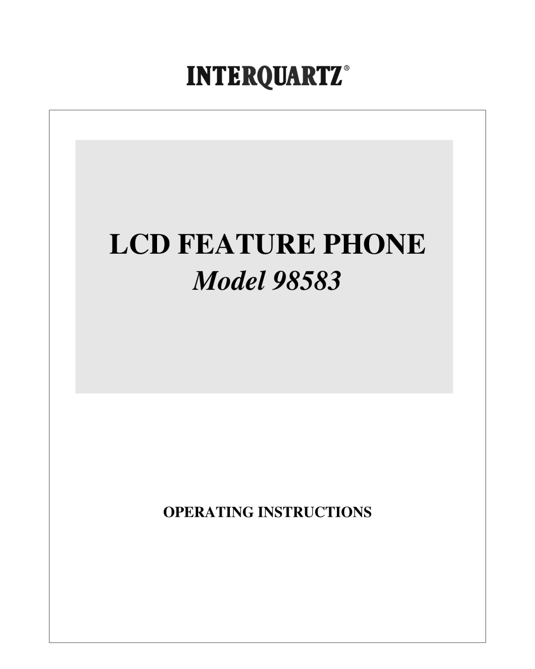 Interquartz 98583 manual LCD Feature Phone 