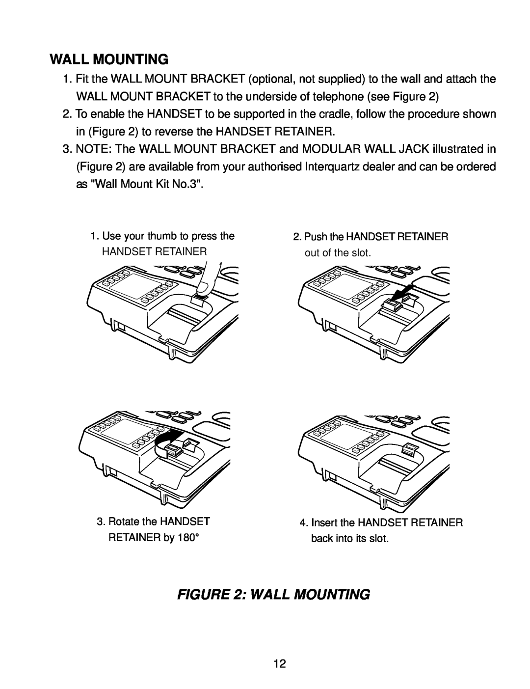 Interquartz IQ331 manual Wall Mounting 