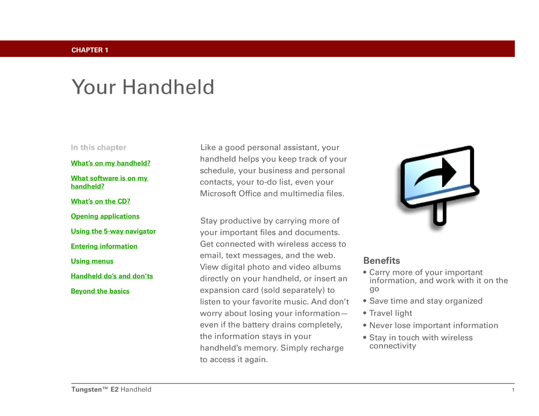 Int'l Wireless E2 manual Your Handheld, Benefits 