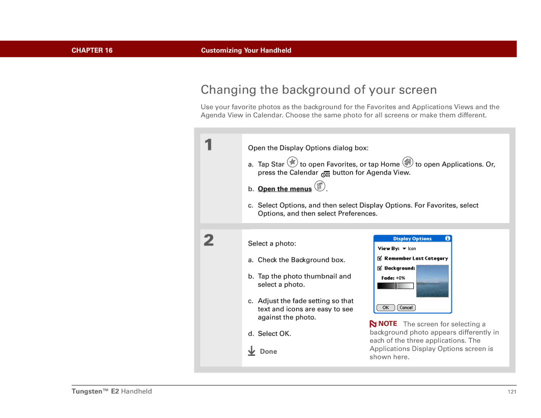 Int'l Wireless E2 manual Changing the background of your screen 