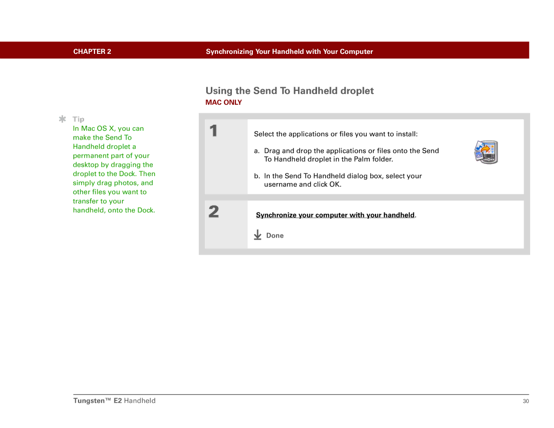 Int'l Wireless E2 manual Using the Send To Handheld droplet 