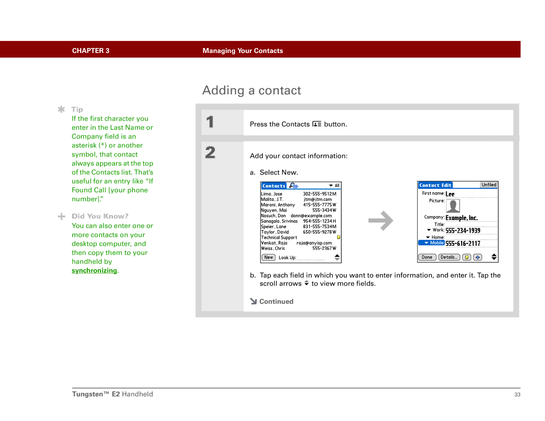 Int'l Wireless E2 manual Adding a contact 