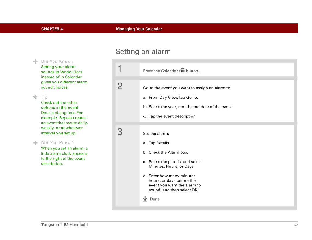 Int'l Wireless E2 manual Setting an alarm 