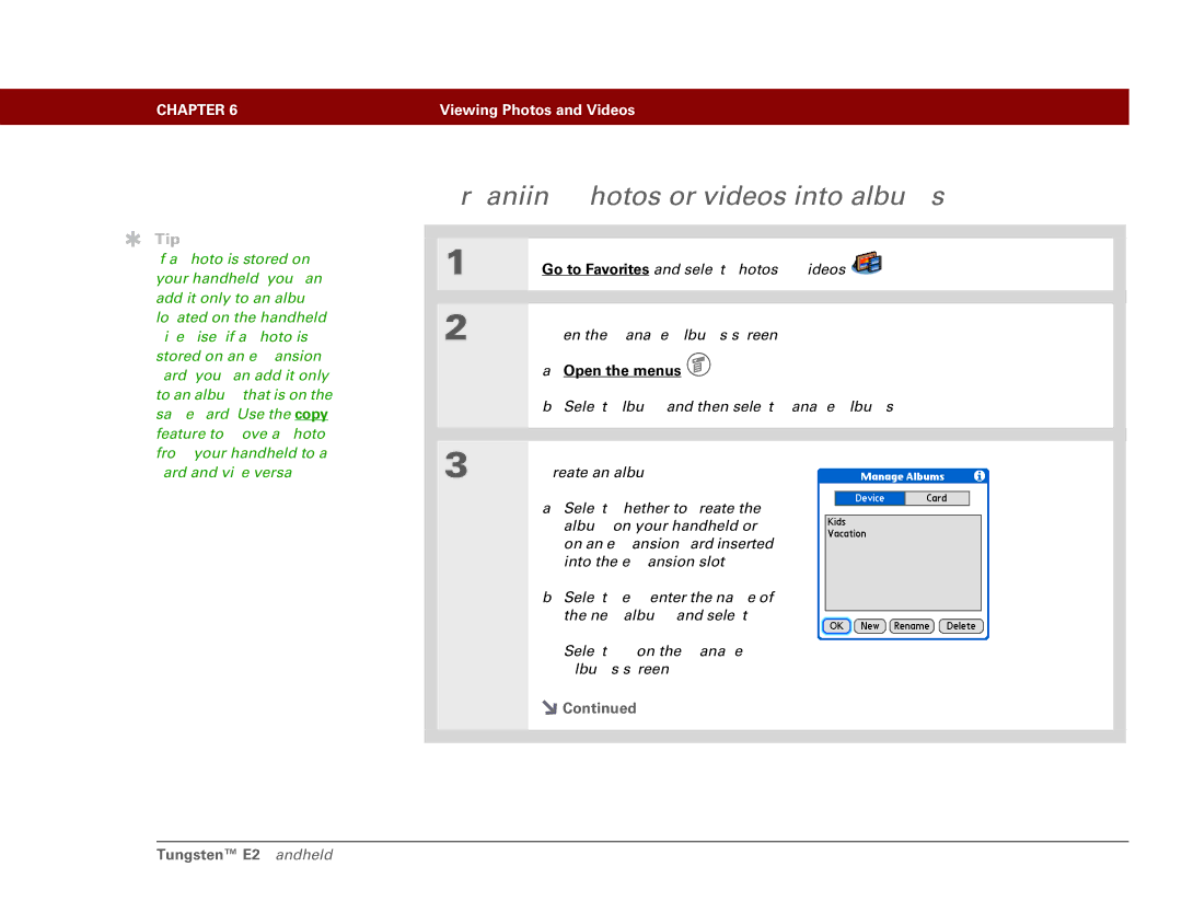 Int'l Wireless E2 manual Organizing photos or videos into albums 