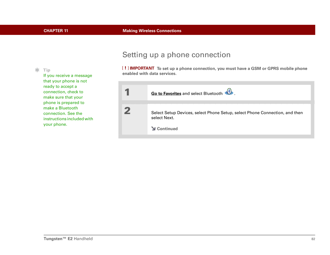 Int'l Wireless E2 manual Setting up a phone connection 