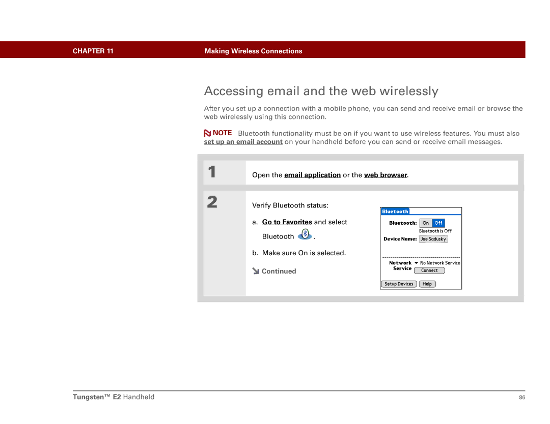 Int'l Wireless E2 manual Accessing email and the web wirelessly 