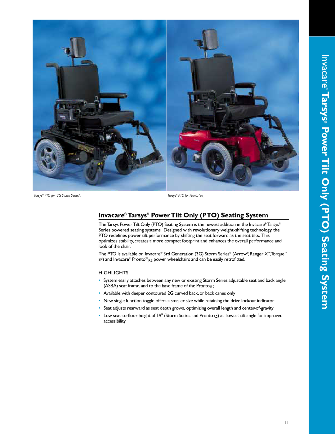 Invacare 00-313 manual Invacare Tarsys Power Tilt Only PTO Seating System 