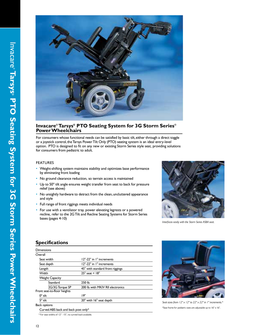 Invacare 00-313 manual Specifications, Back options Curved ABS back and back post only 