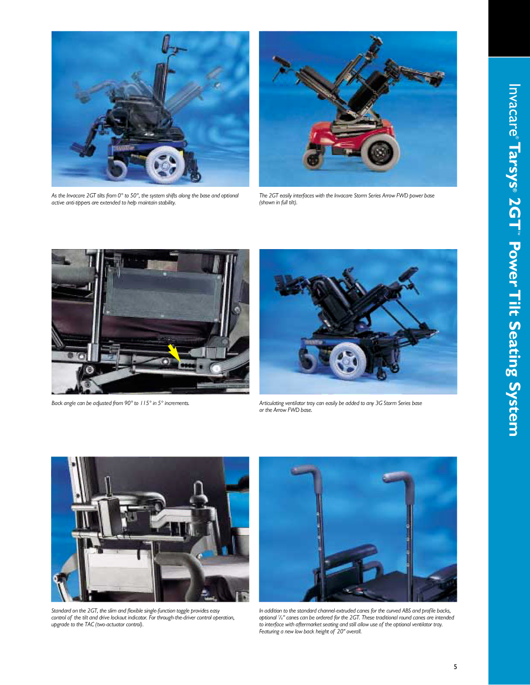 Invacare 00-313 manual Back angle can be adjusted from 90 to 115 in 5 increments 