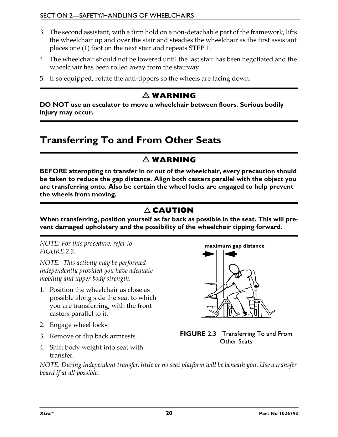 Invacare 1026793 manual Transferring To and From Other Seats 