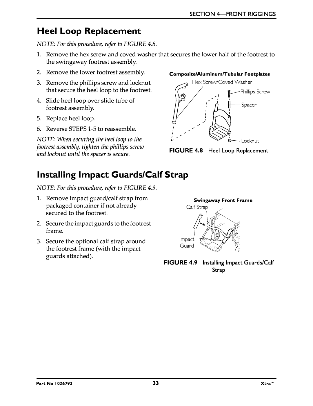 Invacare 1026793 Heel Loop Replacement, Installing Impact Guards/Calf Strap, NOTE For this procedure, refer to FIGURE 