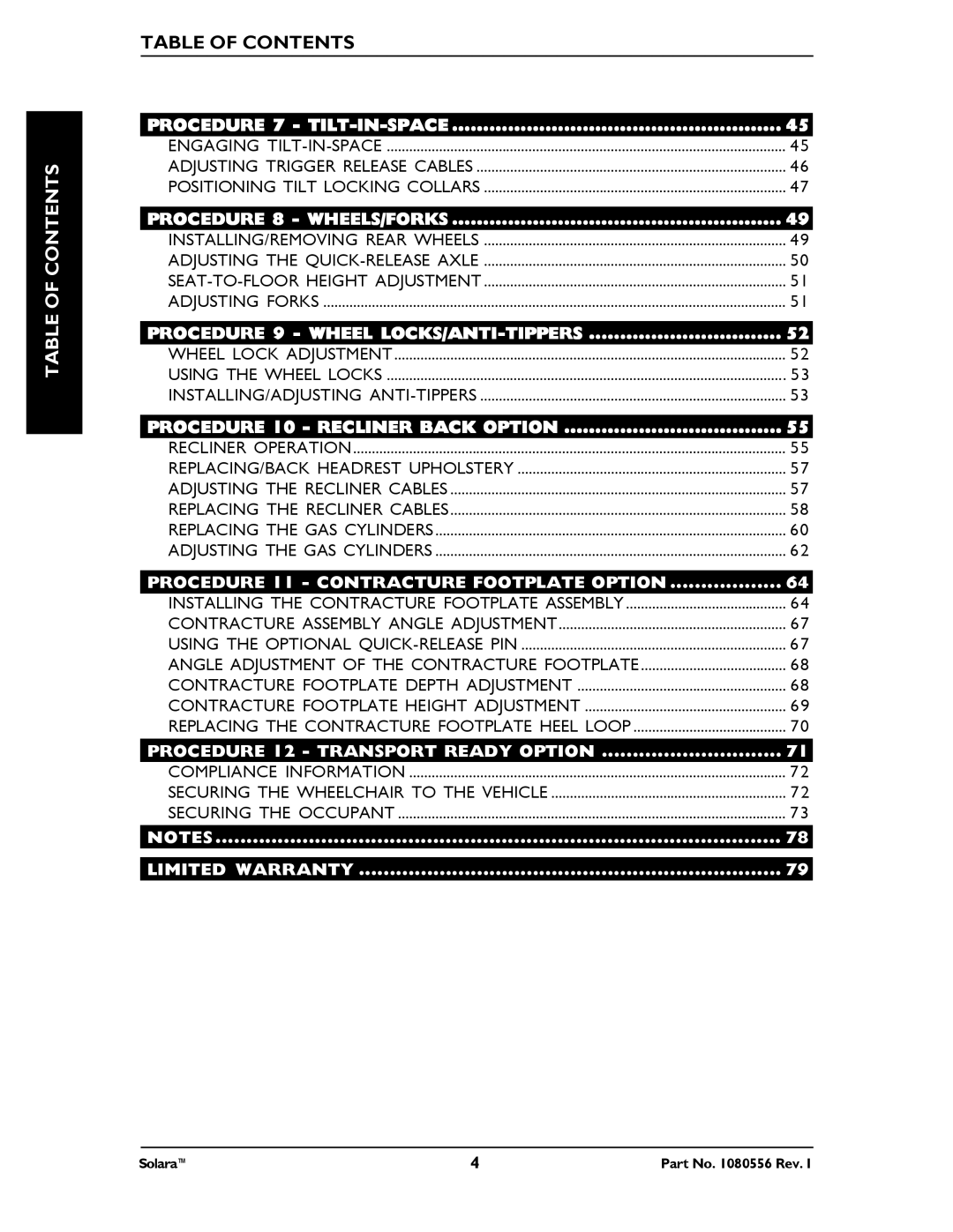 Invacare 1080556 manual Procedure 7 TILT-IN-SPACE 