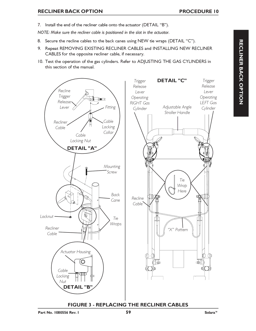 Invacare 1080556 manual Detail a, Detail B, Option 