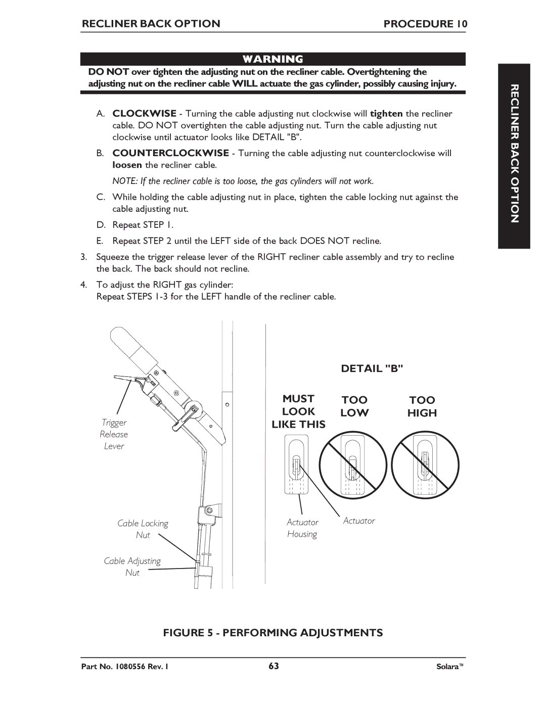 Invacare 1080556 manual Detail B Must TOO TOO Look LOW High Like this 