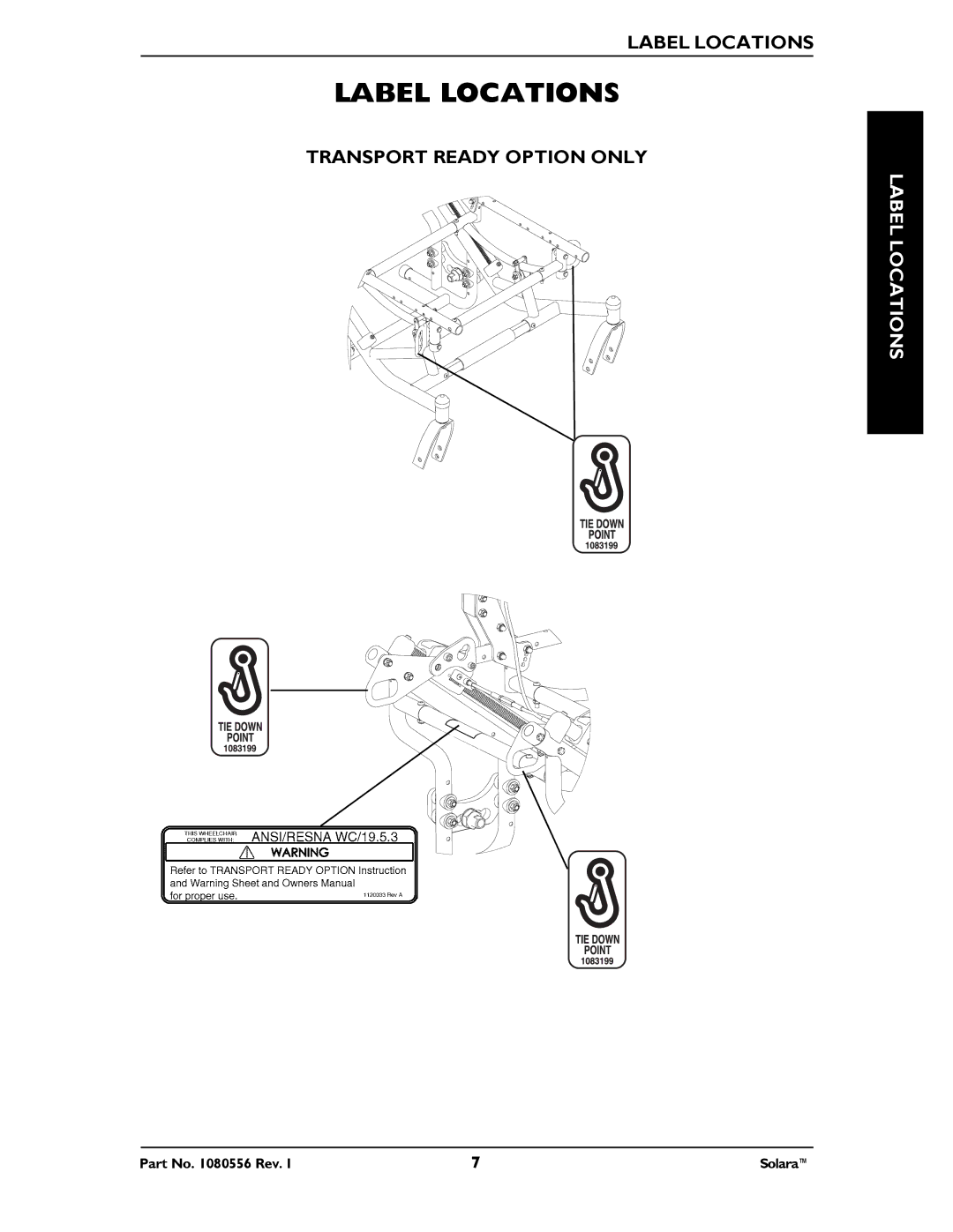 Invacare 1080556 manual Transport Ready Option only 