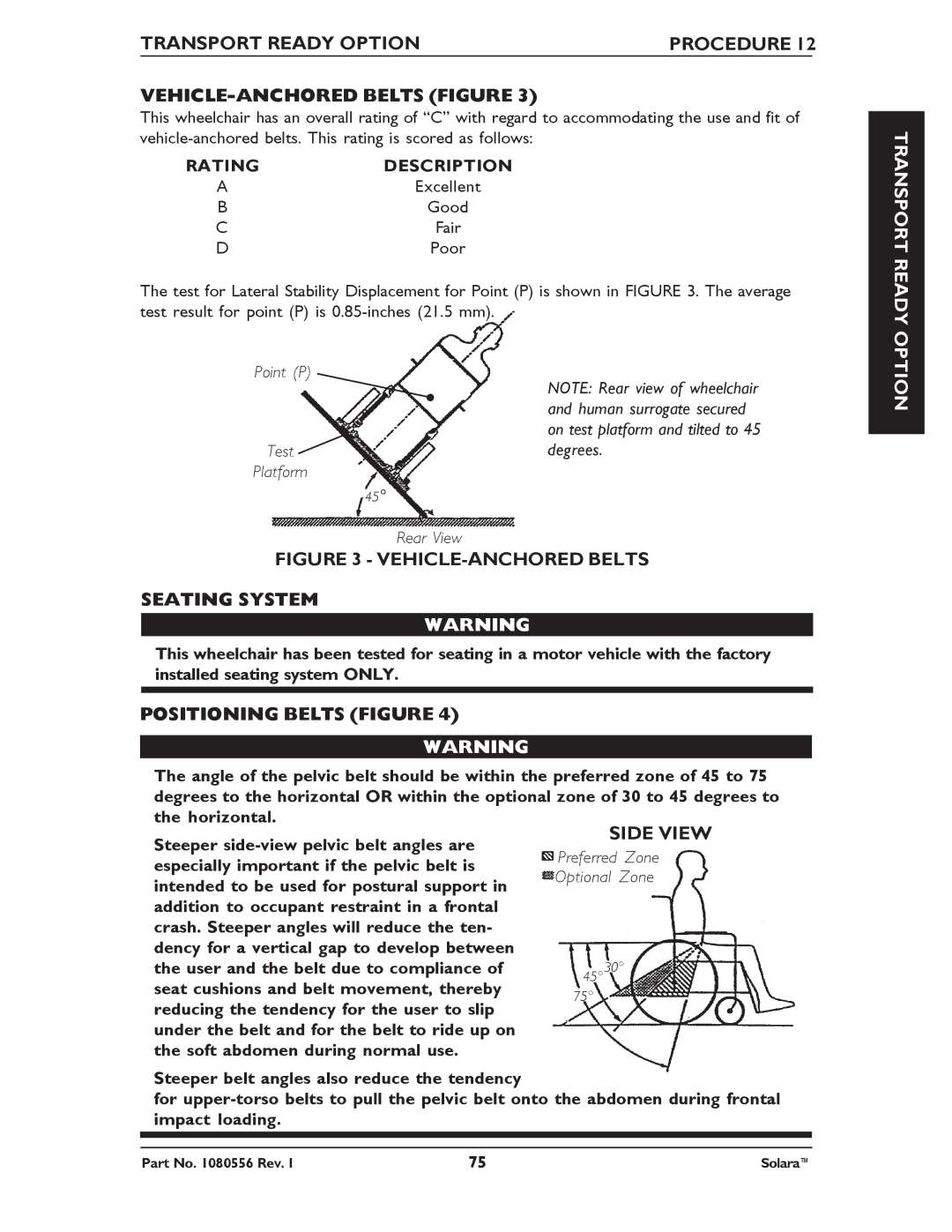 Invacare 1080556 manual Transport Ready, Positioning Belts Figure 