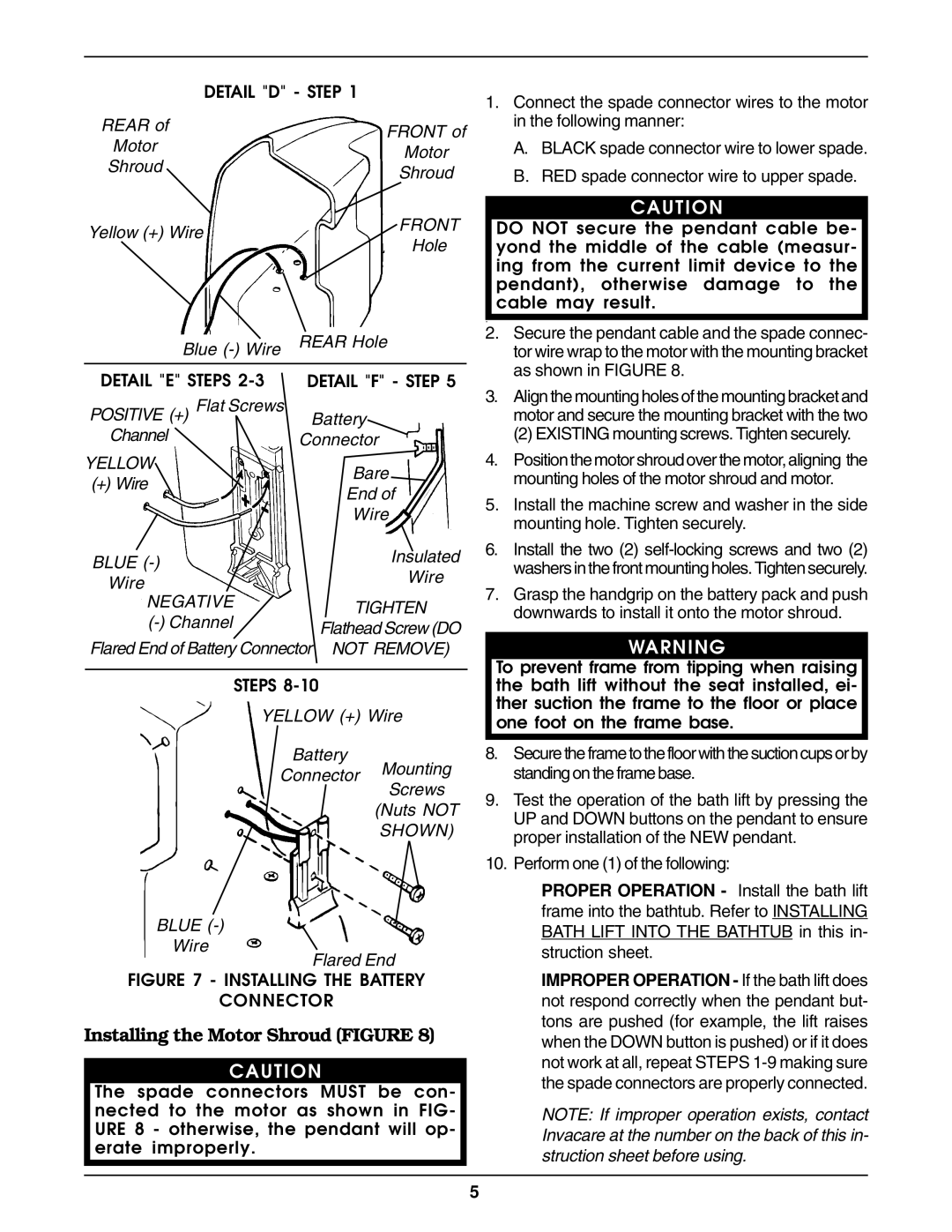 Invacare 1085144 operating instructions Installing the Motor Shroud Figure, Detail E Steps 