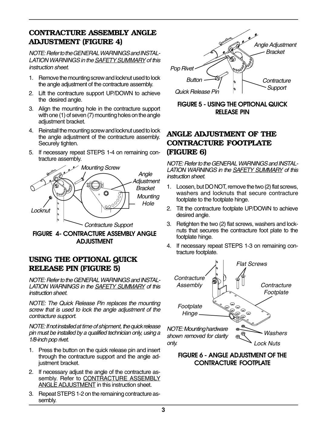 Invacare 1095344 Contracture Assembly Angle Adjustment Figure, Angle Adjustment of the Contracture Footplate Figure 