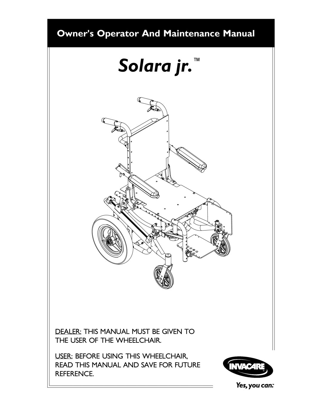 Invacare 1106628 manual Solara jr 