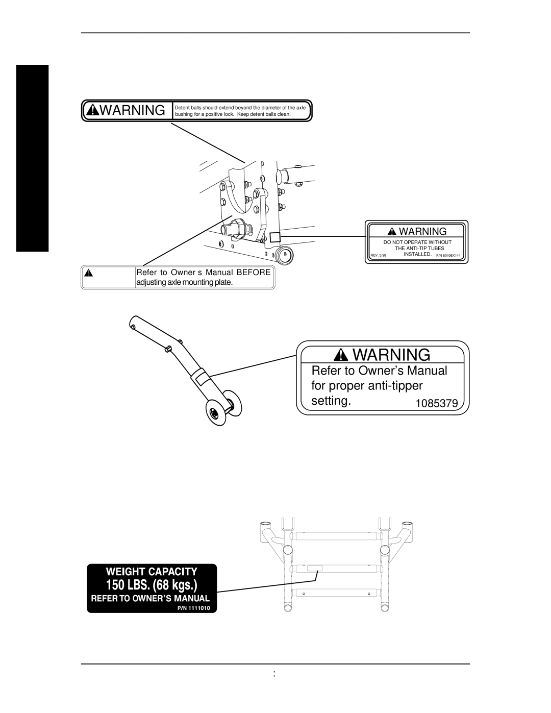 Invacare 1106628 manual Label Locations 