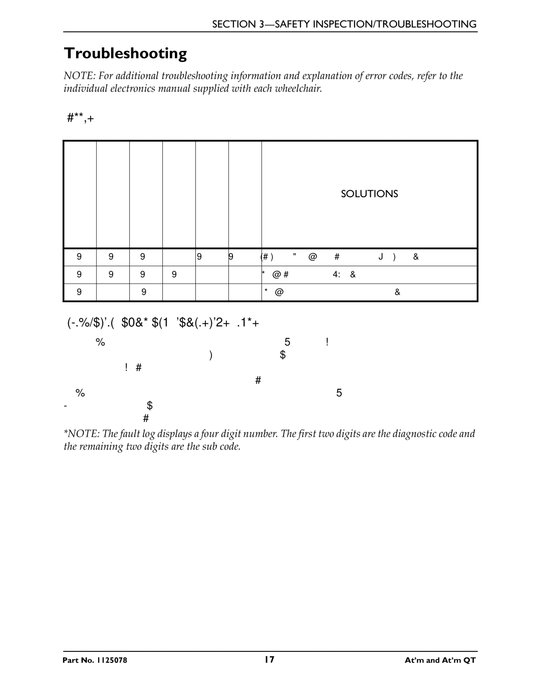 Invacare 1125078 service manual Troubleshooting, Information Gauge and Diagnostics Codes, Wheels Solutions 