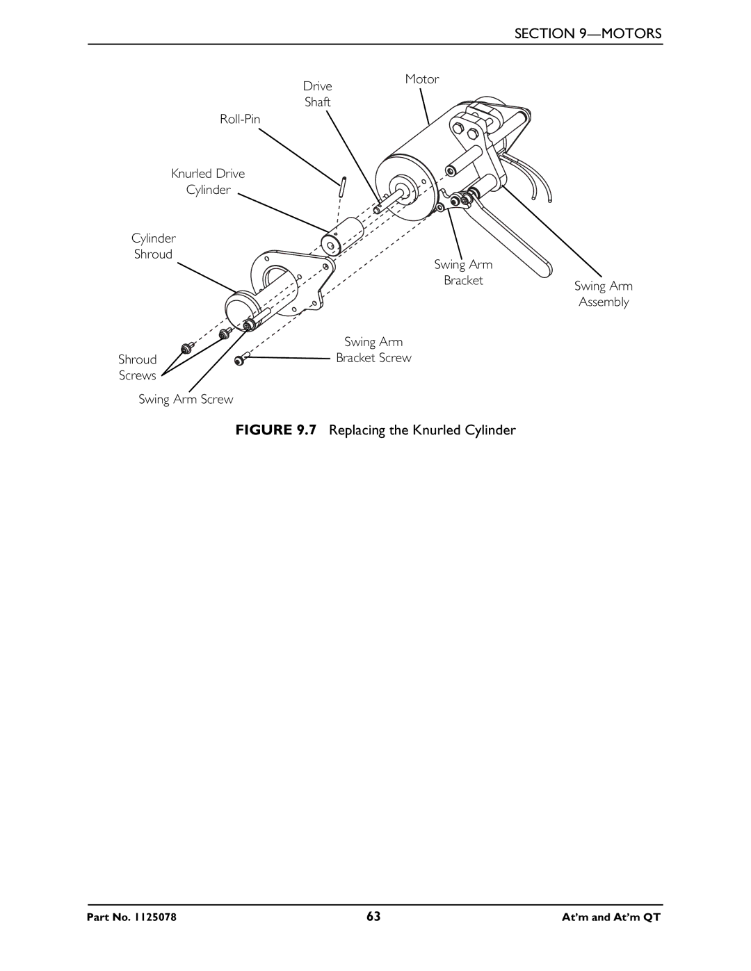 Invacare 1125078 service manual Replacing the Knurled Cylinder 