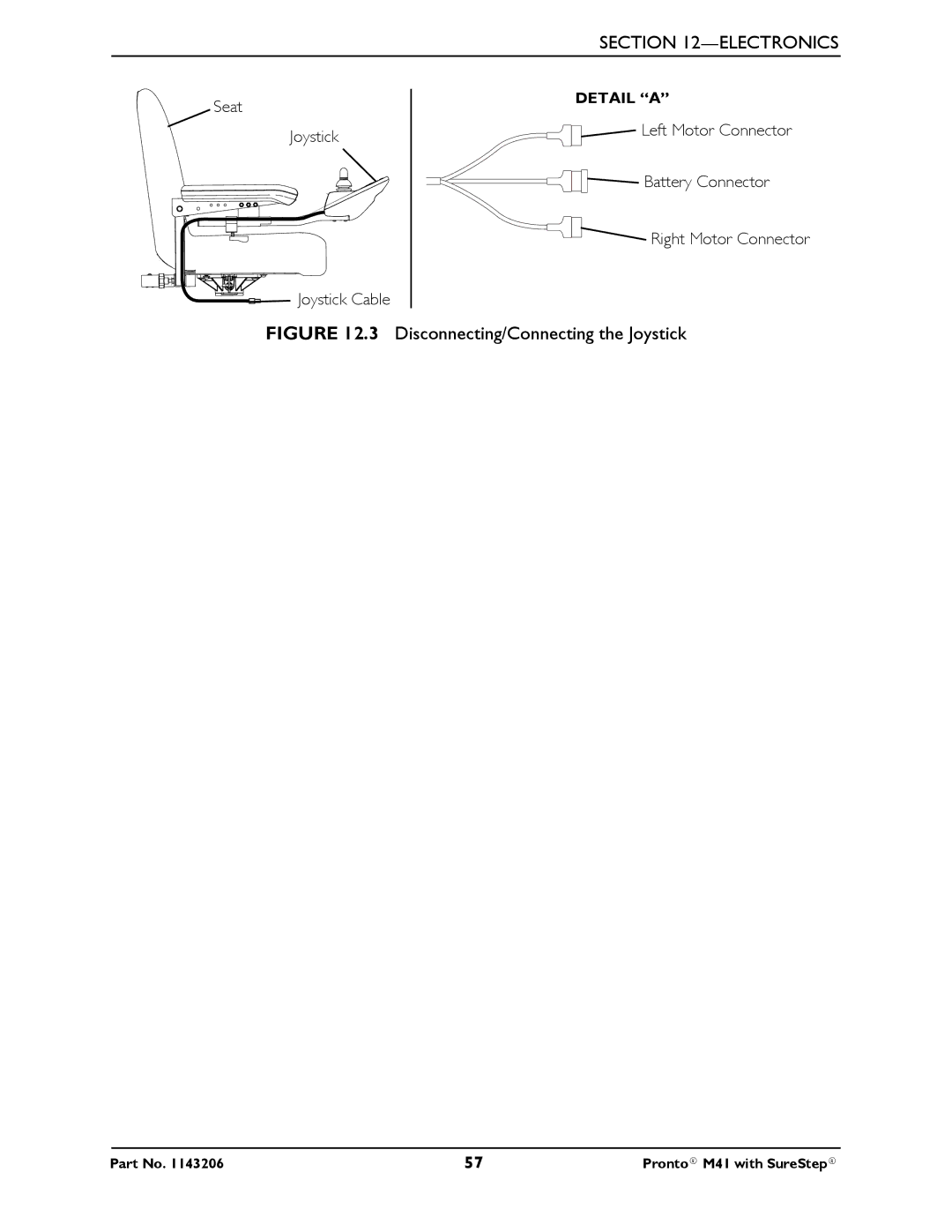 Invacare 1143206 manual Disconnecting/Connecting the Joystick 