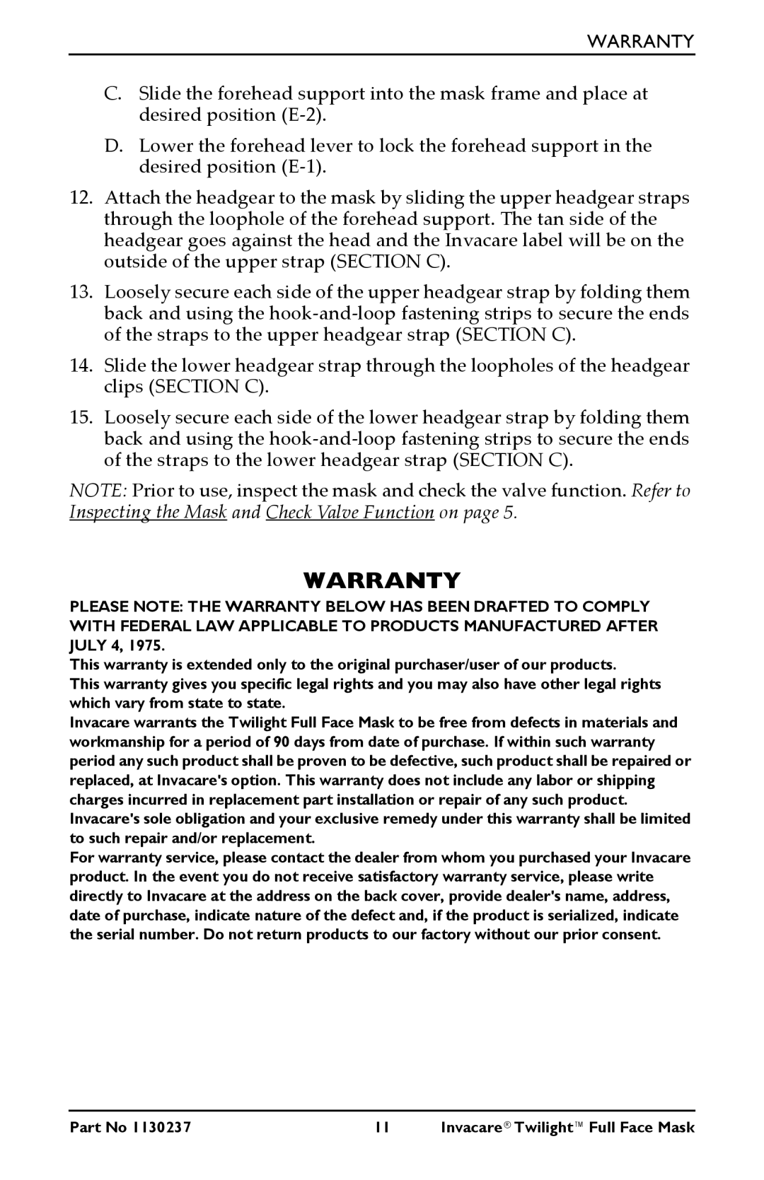 Invacare 1150693 owner manual Warranty 