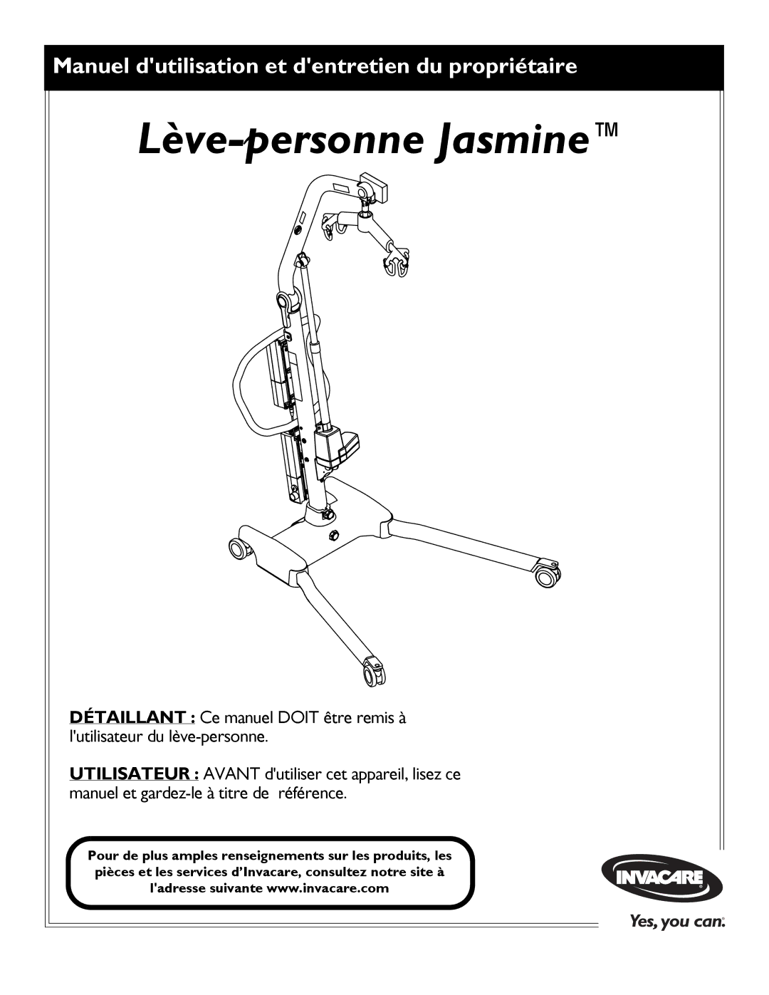 Invacare 1150704 manual Lève-personne Jasmine 