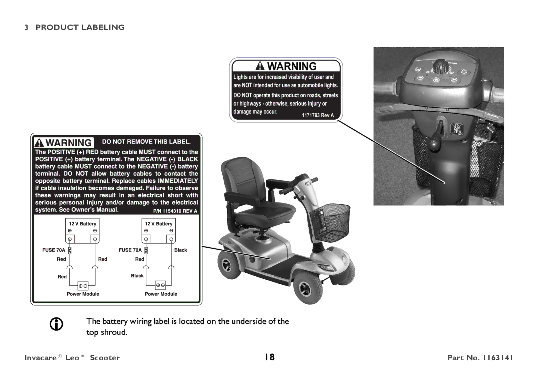 Invacare 1163141 user manual Product Labeling 