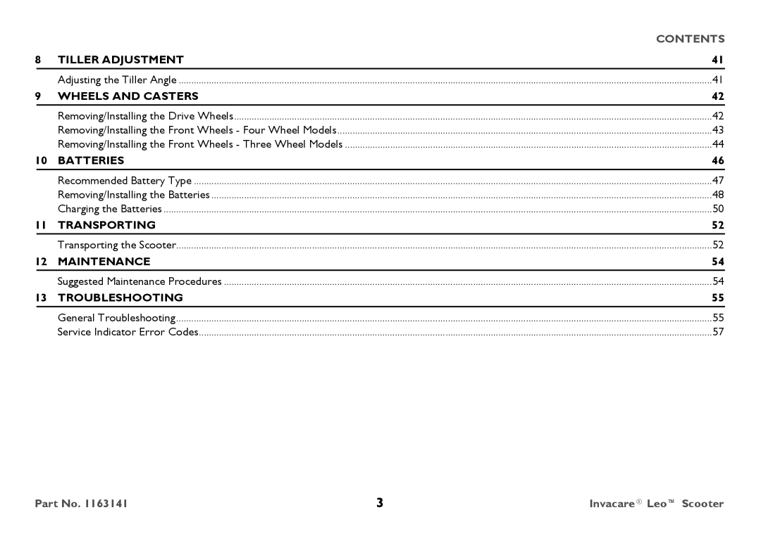 Invacare 1163141 user manual Tiller Adjustment 