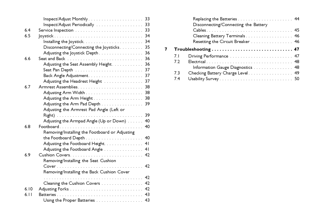 Invacare 1171794-B user manual Troubleshooting 