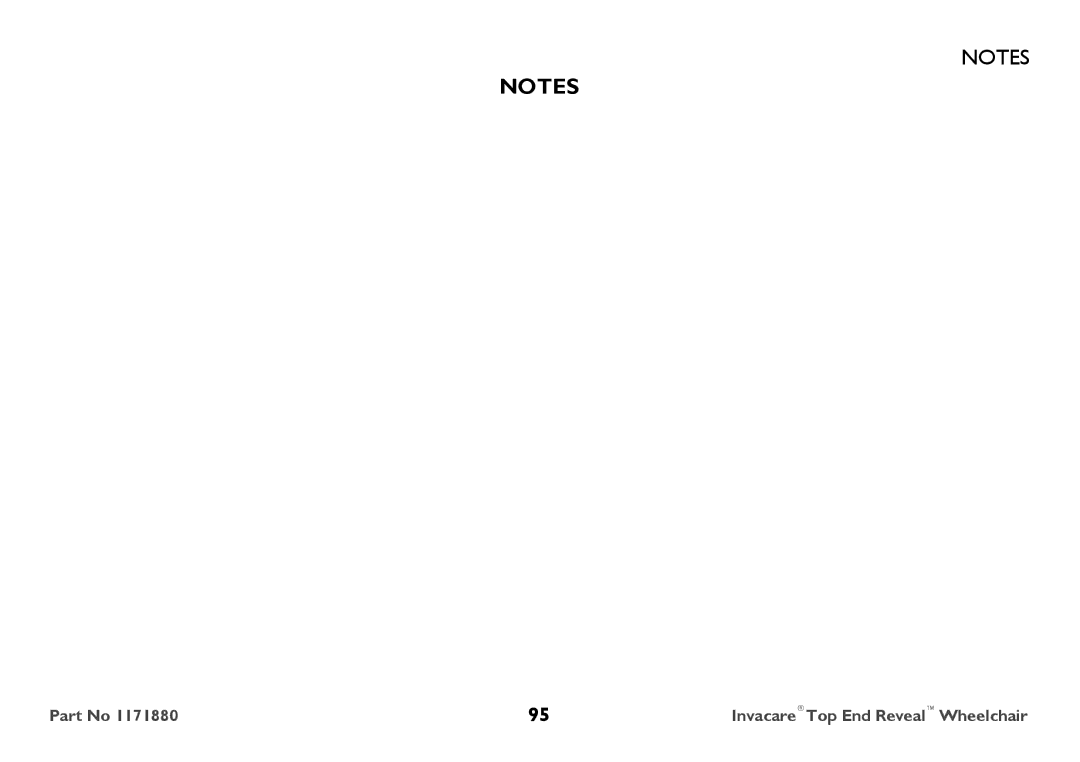 Invacare 1171880 user manual InvacareTop End RevealWheelchair 
