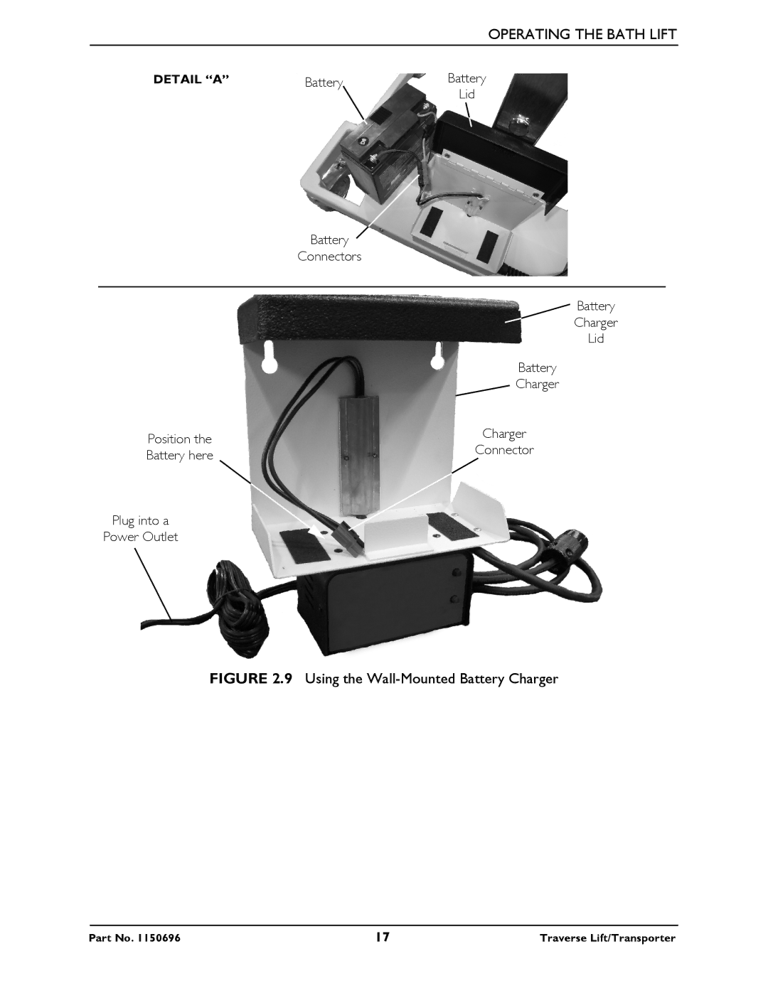 Invacare 1500, 1300, 1600, 1200 manual Using the Wall-Mounted Battery Charger 