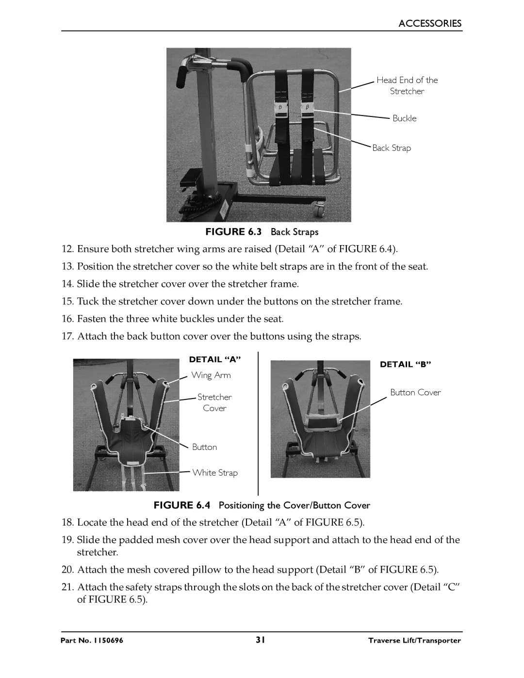 Invacare 1200, 1300, 1500, 1600 manual Back Straps 