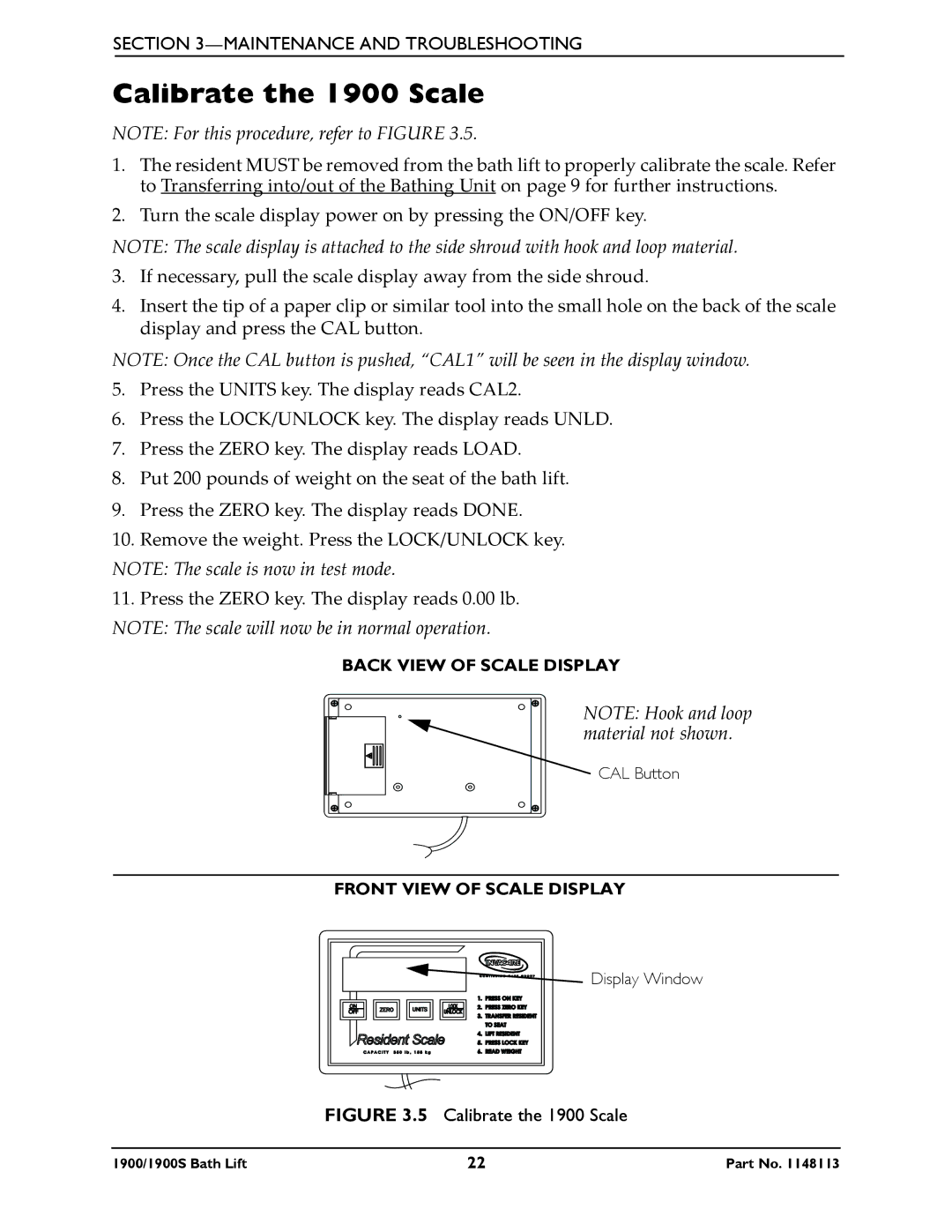 Invacare 1900S manual Calibrate the 1900 Scale 