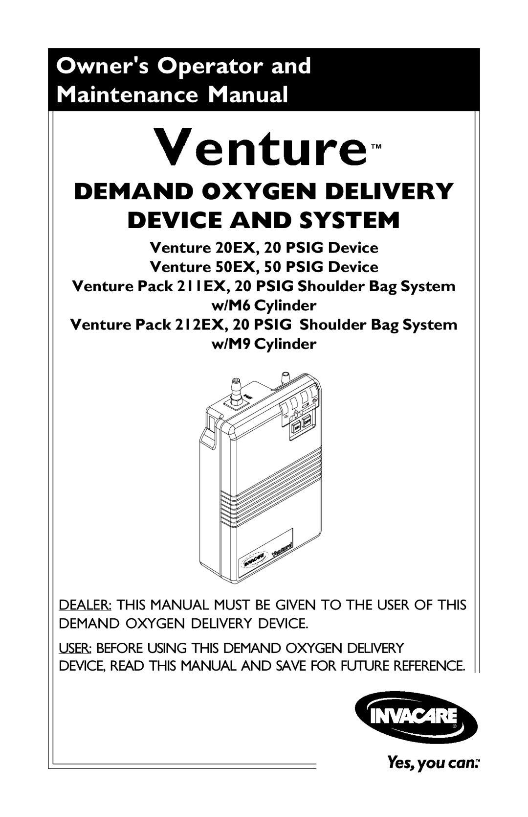 Invacare 211EX, 20EX, 212EX, 50EX manual Demand Oxygen Delivery Device and System 