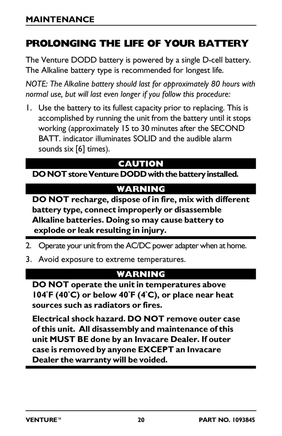 Invacare 20EX, 211EX, 212EX, 50EX manual Prolonging the Life of Your Battery, Maintenance 