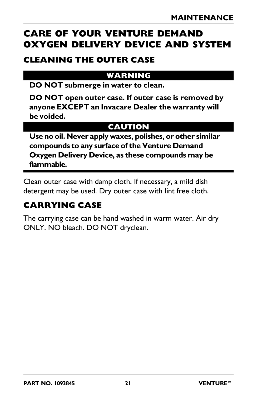 Invacare 211EX, 20EX, 212EX, 50EX manual Cleaning the Outer Case 