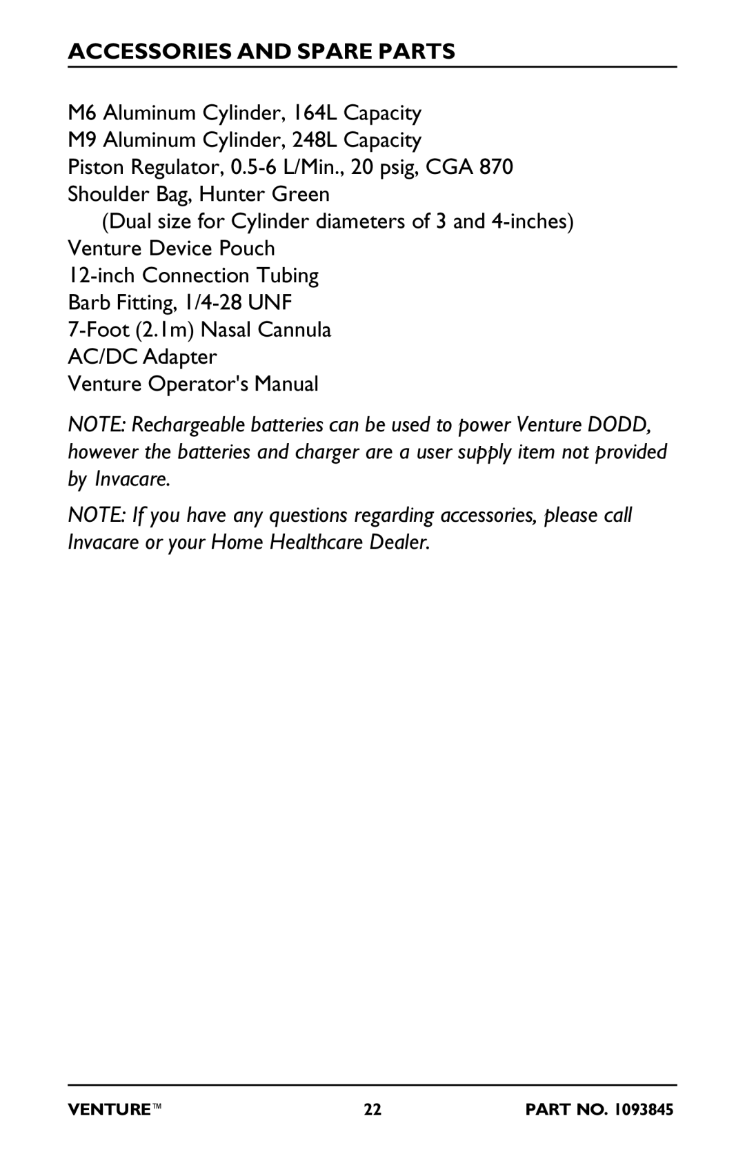 Invacare 212EX, 20EX, 211EX, 50EX manual Accessories and Spare Parts 