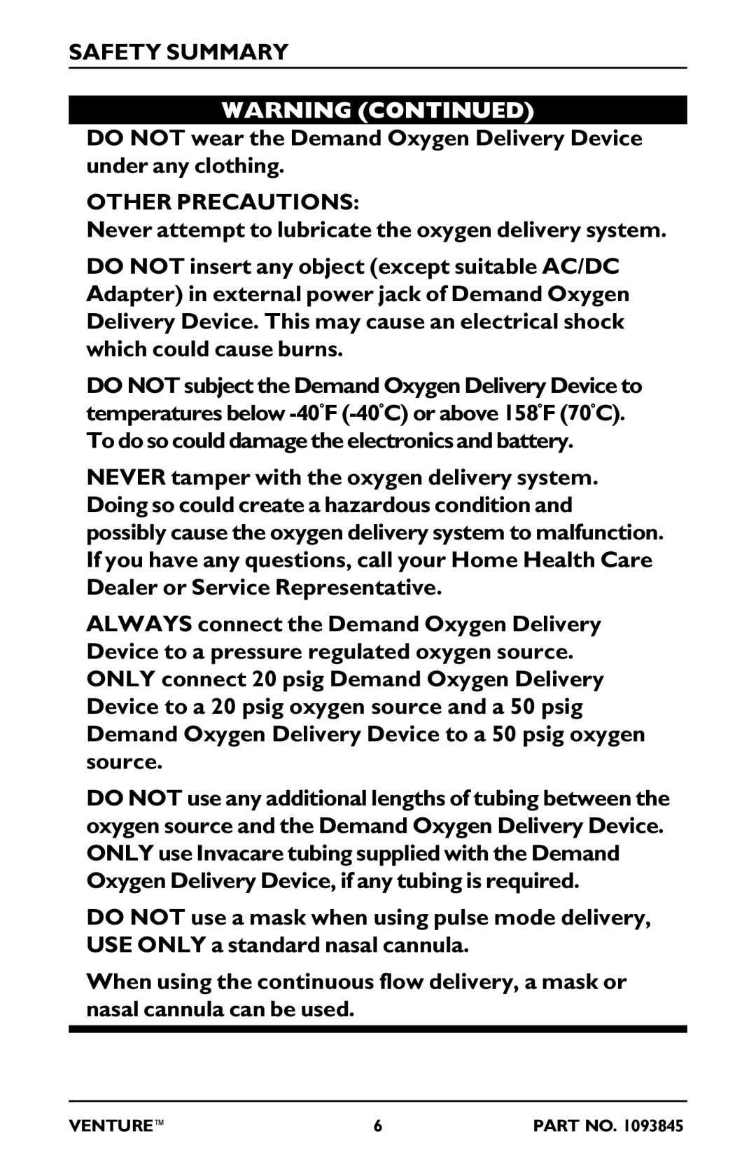 Invacare 212EX, 20EX, 211EX, 50EX manual Other Precautions 