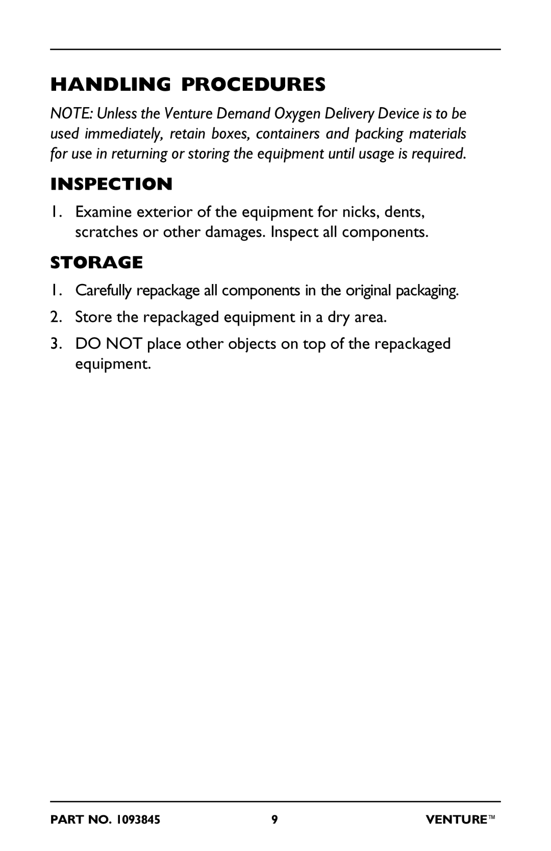 Invacare 211EX, 20EX, 212EX, 50EX manual Handling Procedures, Inspection 