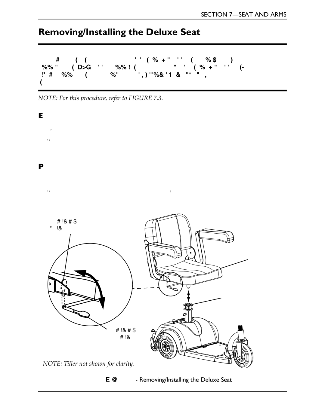 Invacare 220 manual Removing/Installing the Deluxe Seat 