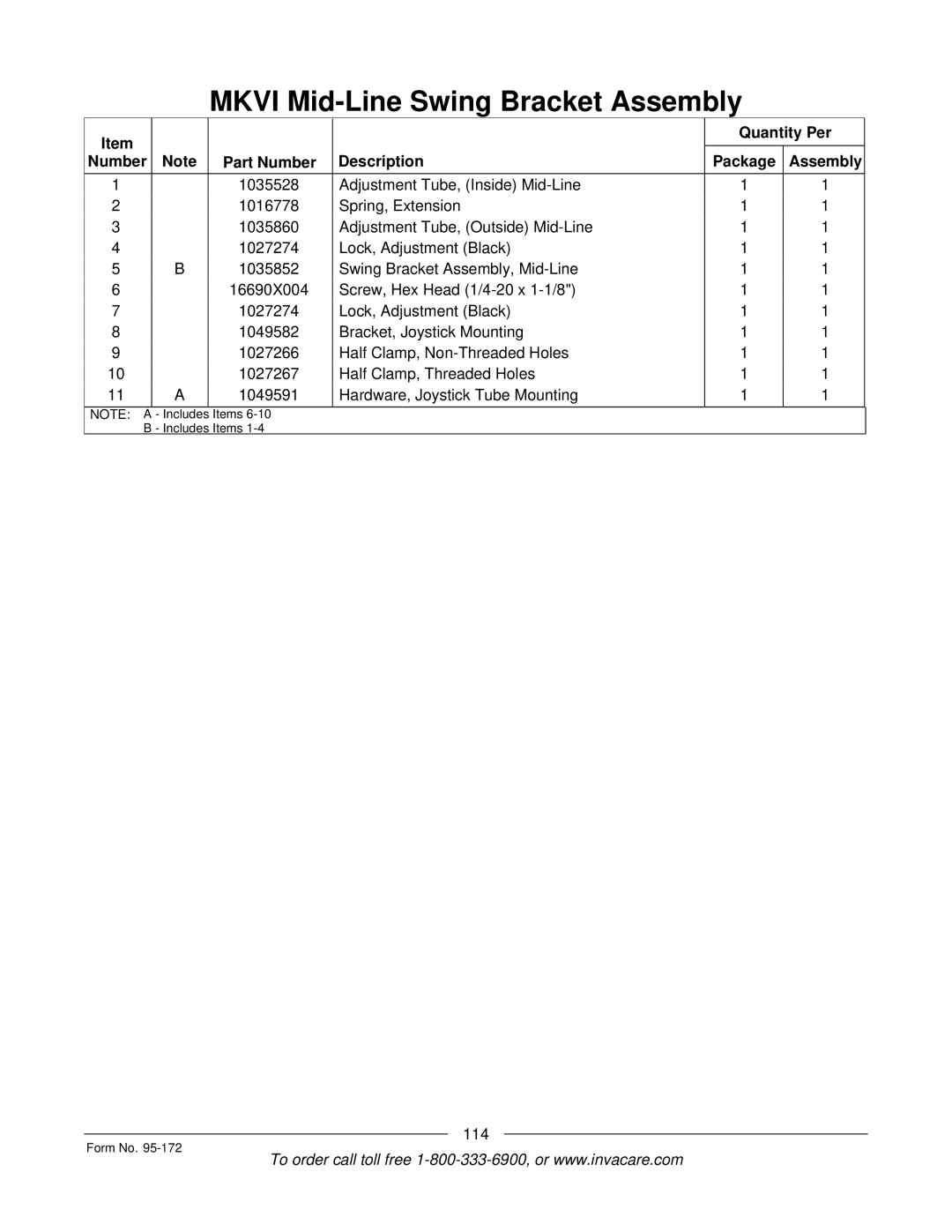 Invacare 250-S manual 114 