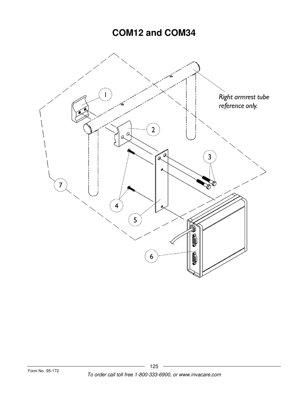 Invacare 250-S manual COM12 and COM34, 125 